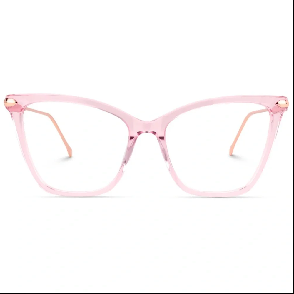 ZEELOOL Pale Pink -5.00 Prescription Large Catseye Frame Fashion Glasses